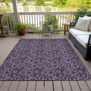 Homeroots 3' Denim Blue Floral Washable Area Rug – Perfect For Indoor And Outdoor Spaces, Durable & Stylish 9' X 12' Polyester 580512