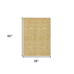 Homeroots 3' Denim Blue Floral Washable Area Rug – Perfect For Indoor And Outdoor Spaces, Durable & Stylish 3' X 5' Polyester 580514