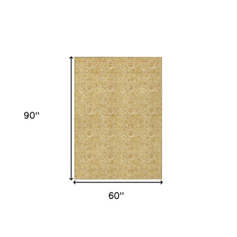 Homeroots 3' Denim Blue Floral Washable Area Rug – Perfect For Indoor And Outdoor Spaces, Durable & Stylish 5' X 8' Polyester 580515