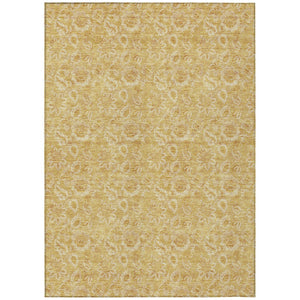 HomeRoots 5' Gold and Wheat Floral Area Rug - Washable, Durable, Perfect for Indoor and Outdoor Spaces 10' X 14' 580519
