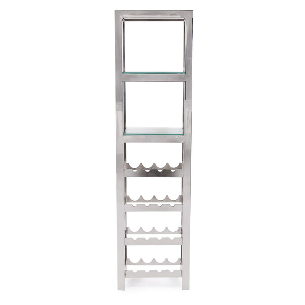 Howard Elliott Graves Bar Etagere - Stylish Vertical Wine Rack With Tempered Glass Shelves For Entertaining Guests Silver Stainless Steel ,Glass 58052-howard-elliott