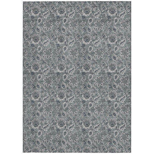 Homeroots 3' Denim Blue Floral Washable Area Rug – Perfect For Indoor And Outdoor Spaces, Durable & Stylish 3' X 5' Polyester 580520