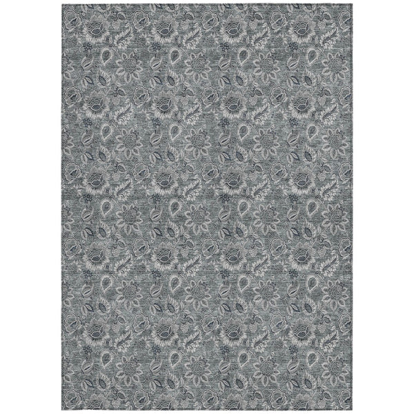 Homeroots 3' Denim Blue Floral Washable Area Rug – Perfect For Indoor And Outdoor Spaces, Durable & Stylish 3' X 5' Polyester 580520