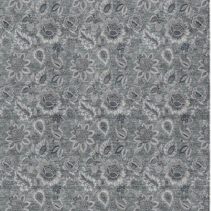 Homeroots 3' Denim Blue Floral Washable Area Rug – Perfect For Indoor And Outdoor Spaces, Durable & Stylish 5' X 8' Polyester 580521
