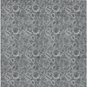 Homeroots 3' Denim Blue Floral Washable Area Rug – Perfect For Indoor And Outdoor Spaces, Durable & Stylish 8' X 10' Polyester 580523