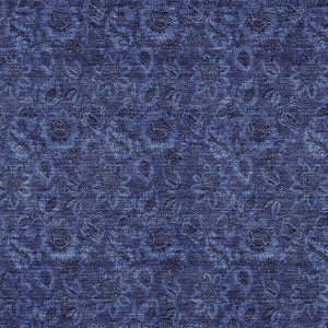 Homeroots 3' Denim Blue Floral Washable Area Rug – Perfect For Indoor And Outdoor Spaces, Durable & Stylish 5' X 8' Polyester 580527