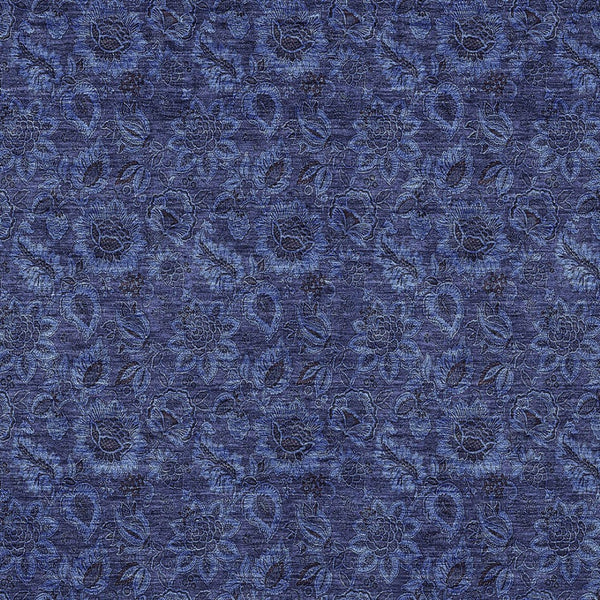 Homeroots 3' Denim Blue Floral Washable Area Rug – Perfect For Indoor And Outdoor Spaces, Durable & Stylish 5' X 8' Polyester 580527