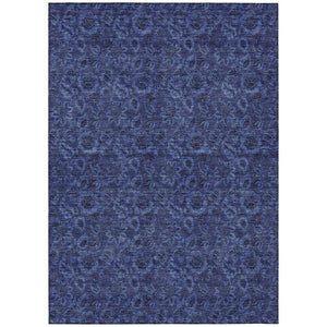 HomeRoots 5' Refresh Your Space with Navy Blue Charcoal Floral Indoor Outdoor Rug - Durable & Washable Design 8' X 10' 580529