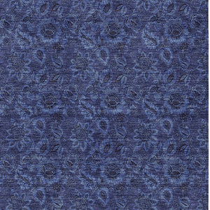 Homeroots 3' Denim Blue Floral Washable Area Rug – Perfect For Indoor And Outdoor Spaces, Durable & Stylish 8' X 10' Polyester 580529