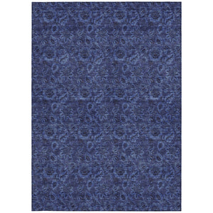 Homeroots 3' Denim Blue Floral Washable Area Rug – Perfect For Indoor And Outdoor Spaces, Durable & Stylish 9' X 12' Polyester 580530