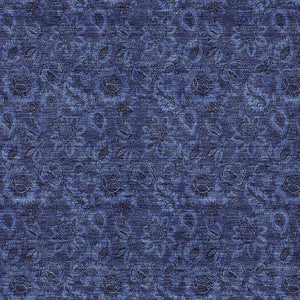 Homeroots 3' Denim Blue Floral Washable Area Rug – Perfect For Indoor And Outdoor Spaces, Durable & Stylish 9' X 12' Polyester 580530