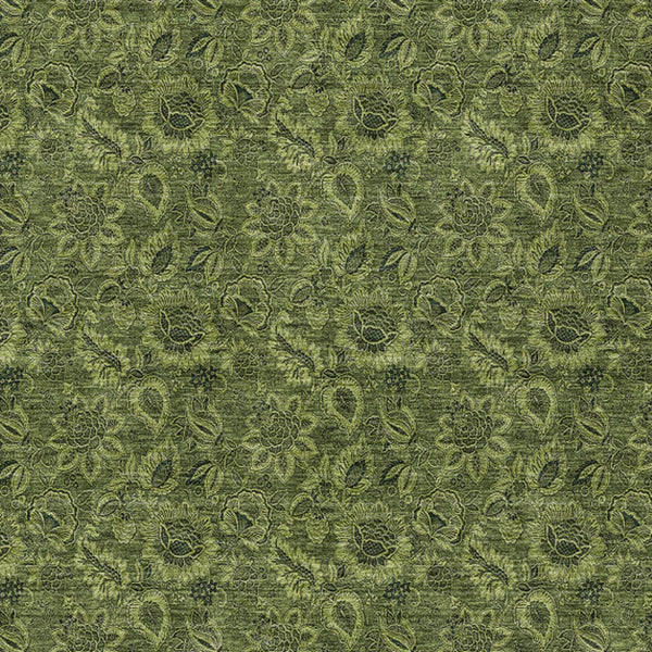 Homeroots 3' Denim Blue Floral Washable Area Rug – Perfect For Indoor And Outdoor Spaces, Durable & Stylish 5' X 8' Polyester 580533