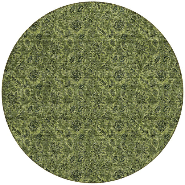 Homeroots 3' Denim Blue Floral Washable Area Rug – Perfect For Indoor And Outdoor Spaces, Durable & Stylish 8' Round Polyester 580534