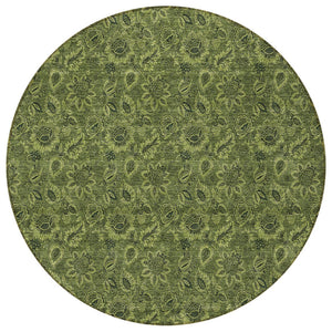 Homeroots 3' Denim Blue Floral Washable Area Rug – Perfect For Indoor And Outdoor Spaces, Durable & Stylish 8' Round Polyester 580534