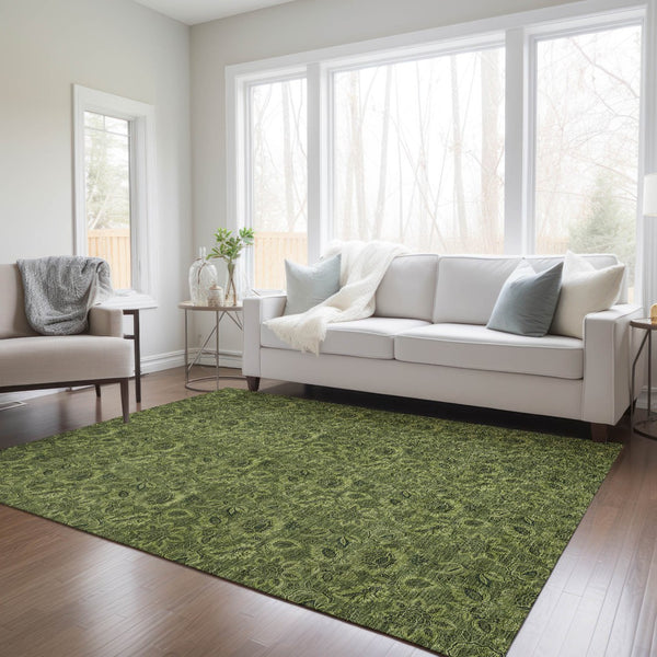 Homeroots 3' Denim Blue Floral Washable Area Rug – Perfect For Indoor And Outdoor Spaces, Durable & Stylish 10' X 14' Polyester 580537