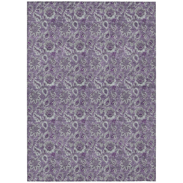 HomeRoots 5' Floral Washable Area Rug in Purple Lilac and Lavender - Stylish, Durable Design for Indoor & Outdoor Use 5' X 8' 580539