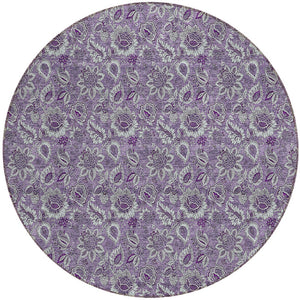 Homeroots 3' Denim Blue Floral Washable Area Rug – Perfect For Indoor And Outdoor Spaces, Durable & Stylish 8' Round Polyester 580540