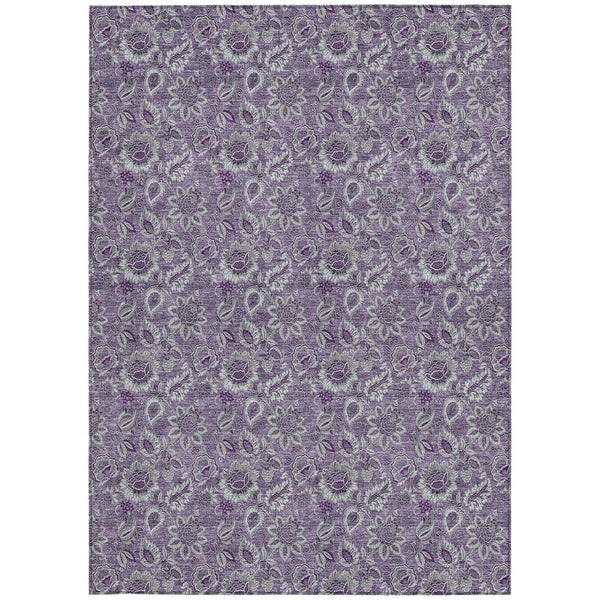 Homeroots 3' Denim Blue Floral Washable Area Rug – Perfect For Indoor And Outdoor Spaces, Durable & Stylish 9' X 12' Polyester 580542