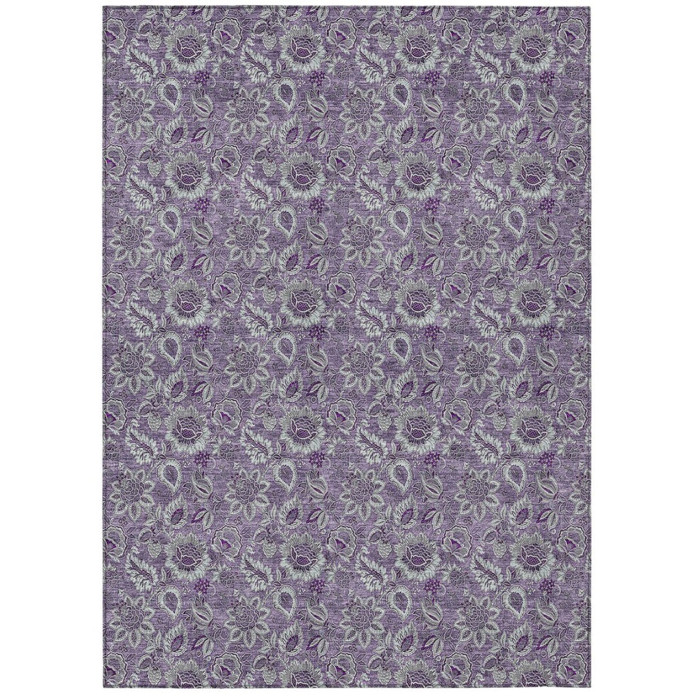 HomeRoots 5' Floral Washable Area Rug in Purple Lilac and Lavender - Stylish, Durable Design for Indoor & Outdoor Use 10' X 14' 580543
