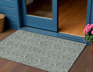 Homeroots 3' Denim Blue Floral Washable Area Rug – Perfect For Indoor And Outdoor Spaces, Durable & Stylish 3' X 5' Polyester 580544