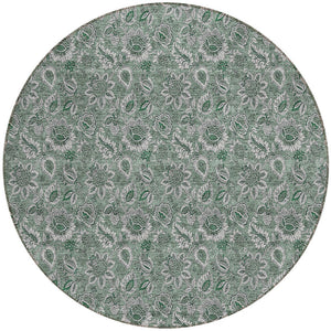 Homeroots 3' Denim Blue Floral Washable Area Rug – Perfect For Indoor And Outdoor Spaces, Durable & Stylish 8' Round Polyester 580546