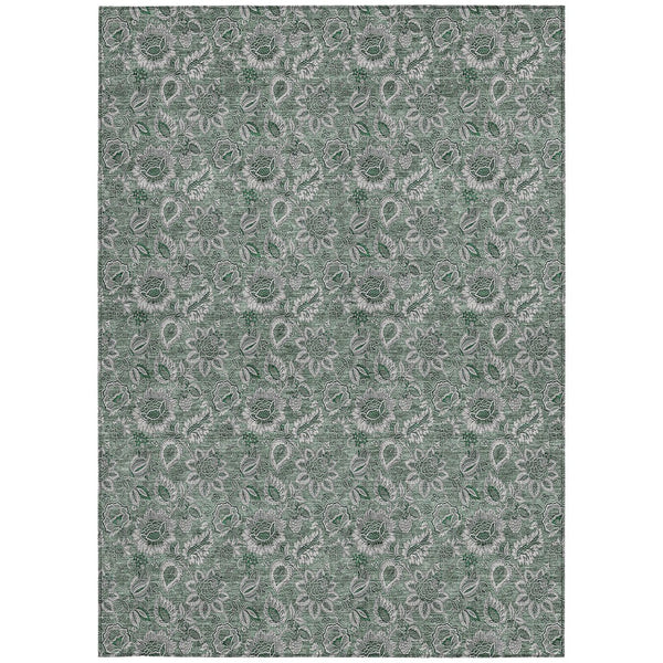 Homeroots 3' Denim Blue Floral Washable Area Rug – Perfect For Indoor And Outdoor Spaces, Durable & Stylish 8' X 10' Polyester 580547