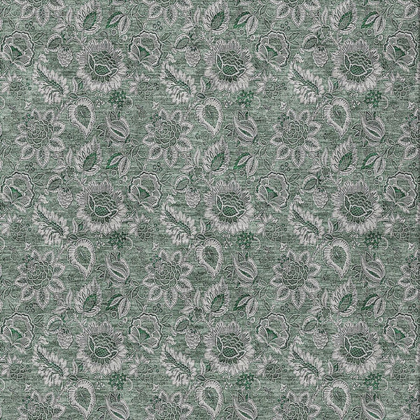 Homeroots 3' Denim Blue Floral Washable Area Rug – Perfect For Indoor And Outdoor Spaces, Durable & Stylish 9' X 12' Polyester 580548