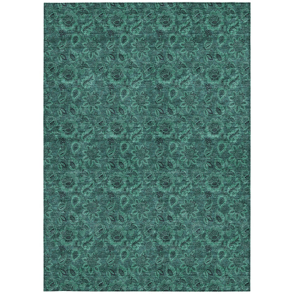 Homeroots 3' Denim Blue Floral Washable Area Rug – Perfect For Indoor And Outdoor Spaces, Durable & Stylish 3' X 5' Polyester 580550