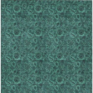 Homeroots 3' Denim Blue Floral Washable Area Rug – Perfect For Indoor And Outdoor Spaces, Durable & Stylish 3' X 5' Polyester 580550