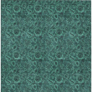 Homeroots 3' Denim Blue Floral Washable Area Rug – Perfect For Indoor And Outdoor Spaces, Durable & Stylish 5' X 8' Polyester 580551