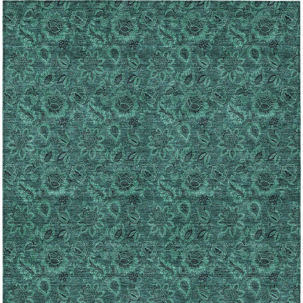 Homeroots 3' Denim Blue Floral Washable Area Rug – Perfect For Indoor And Outdoor Spaces, Durable & Stylish 5' X 8' Polyester 580551