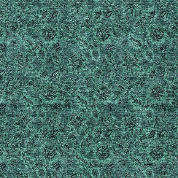 Homeroots 3' Denim Blue Floral Washable Area Rug – Perfect For Indoor And Outdoor Spaces, Durable & Stylish 5' X 8' Polyester 580551