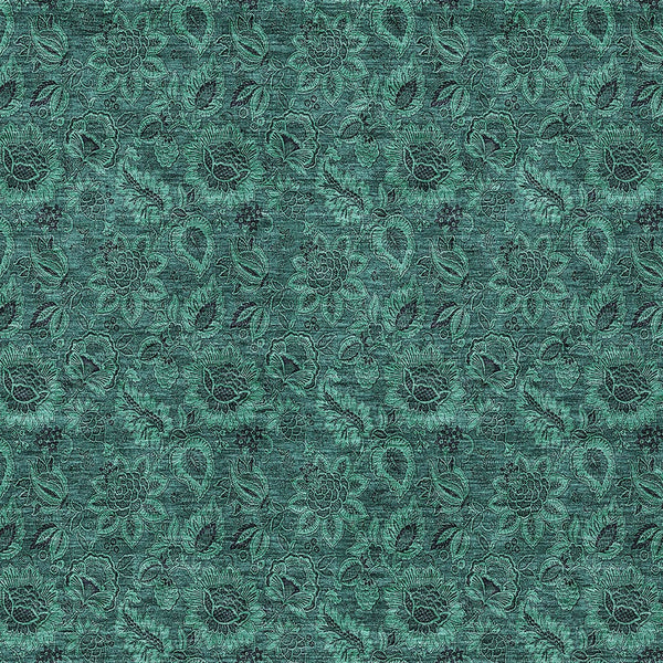 Homeroots 3' Denim Blue Floral Washable Area Rug – Perfect For Indoor And Outdoor Spaces, Durable & Stylish 8' X 10' Polyester 580553