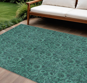 Homeroots 3' Denim Blue Floral Washable Area Rug – Perfect For Indoor And Outdoor Spaces, Durable & Stylish 9' X 12' Polyester 580554