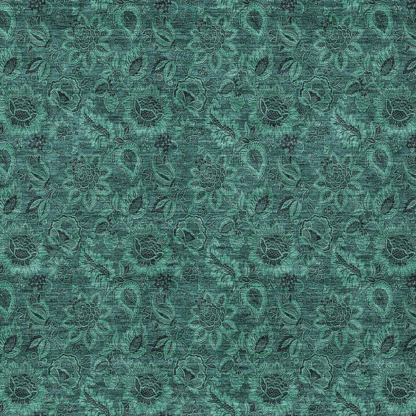 Homeroots 3' Denim Blue Floral Washable Area Rug – Perfect For Indoor And Outdoor Spaces, Durable & Stylish 9' X 12' Polyester 580554