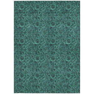 Homeroots 3' Denim Blue Floral Washable Area Rug – Perfect For Indoor And Outdoor Spaces, Durable & Stylish 10' X 14' Polyester 580555