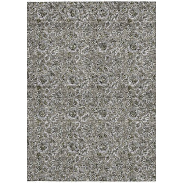 Homeroots 3' Denim Blue Floral Washable Area Rug – Perfect For Indoor And Outdoor Spaces, Durable & Stylish 5' X 8' Polyester 580557