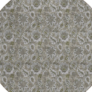 Homeroots 3' Denim Blue Floral Washable Area Rug – Perfect For Indoor And Outdoor Spaces, Durable & Stylish 8' Round Polyester 580558