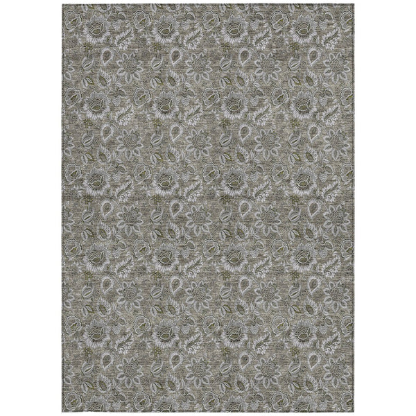 Homeroots 3' Denim Blue Floral Washable Area Rug – Perfect For Indoor And Outdoor Spaces, Durable & Stylish 9' X 12' Polyester 580560