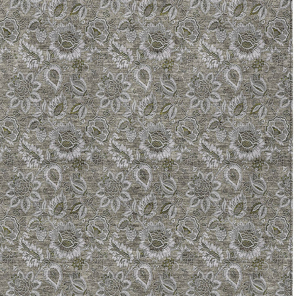 Homeroots 3' Denim Blue Floral Washable Area Rug – Perfect For Indoor And Outdoor Spaces, Durable & Stylish 10' X 14' Polyester 580561