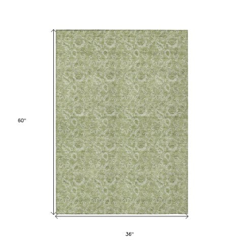 Homeroots 3' Floral Indoor Outdoor Area Rug - Durable, Washable, Stain Resistant For Home And Patio Spaces 3' X 5' Polyester 580562