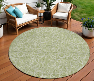 Homeroots 3' Floral Indoor Outdoor Area Rug - Durable, Washable, Stain Resistant For Home And Patio Spaces 8' Round Polyester 580564
