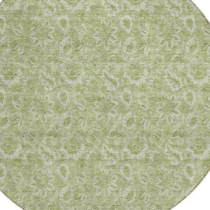 Homeroots 3' Floral Indoor Outdoor Area Rug - Durable, Washable, Stain Resistant For Home And Patio Spaces 8' Round Polyester 580564