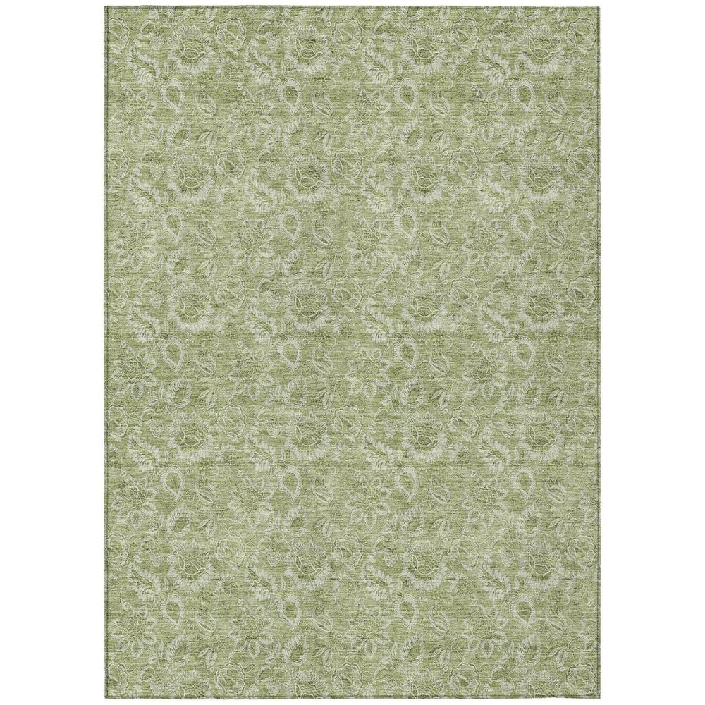 HomeRoots 5' Floral Washable Area Rug in Green, Blue, and Ivory – Durable, Stylish for Indoor & Outdoor Use 10' X 14' 580567