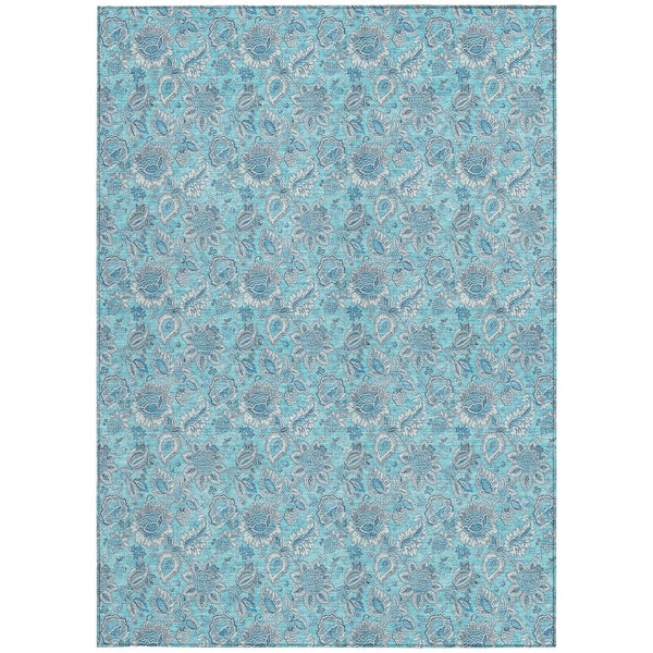 Homeroots 3' Floral Indoor Outdoor Area Rug - Durable, Washable, Stain Resistant For Home And Patio Spaces 5' X 8' Polyester 580569