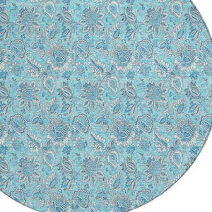 Homeroots 3' Floral Indoor Outdoor Area Rug - Durable, Washable, Stain Resistant For Home And Patio Spaces 8' Round Polyester 580570