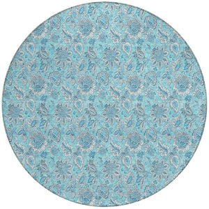 Homeroots 3' Floral Indoor Outdoor Area Rug - Durable, Washable, Stain Resistant For Home And Patio Spaces 8' Round Polyester 580570