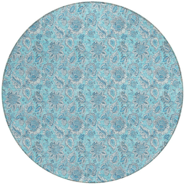Homeroots 3' Floral Indoor Outdoor Area Rug - Durable, Washable, Stain Resistant For Home And Patio Spaces 8' Round Polyester 580570