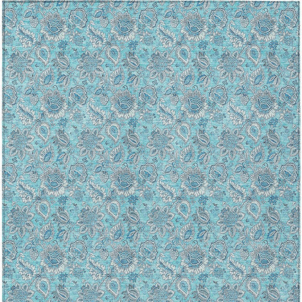 Homeroots 3' Floral Indoor Outdoor Area Rug - Durable, Washable, Stain Resistant For Home And Patio Spaces 8' X 10' Polyester 580571