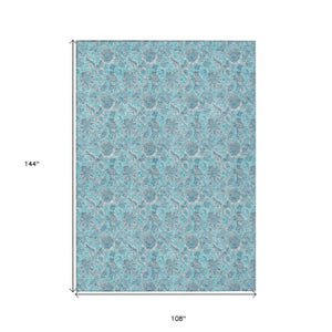 Homeroots 3' Floral Indoor Outdoor Area Rug - Durable, Washable, Stain Resistant For Home And Patio Spaces 9' X 12' Polyester 580572